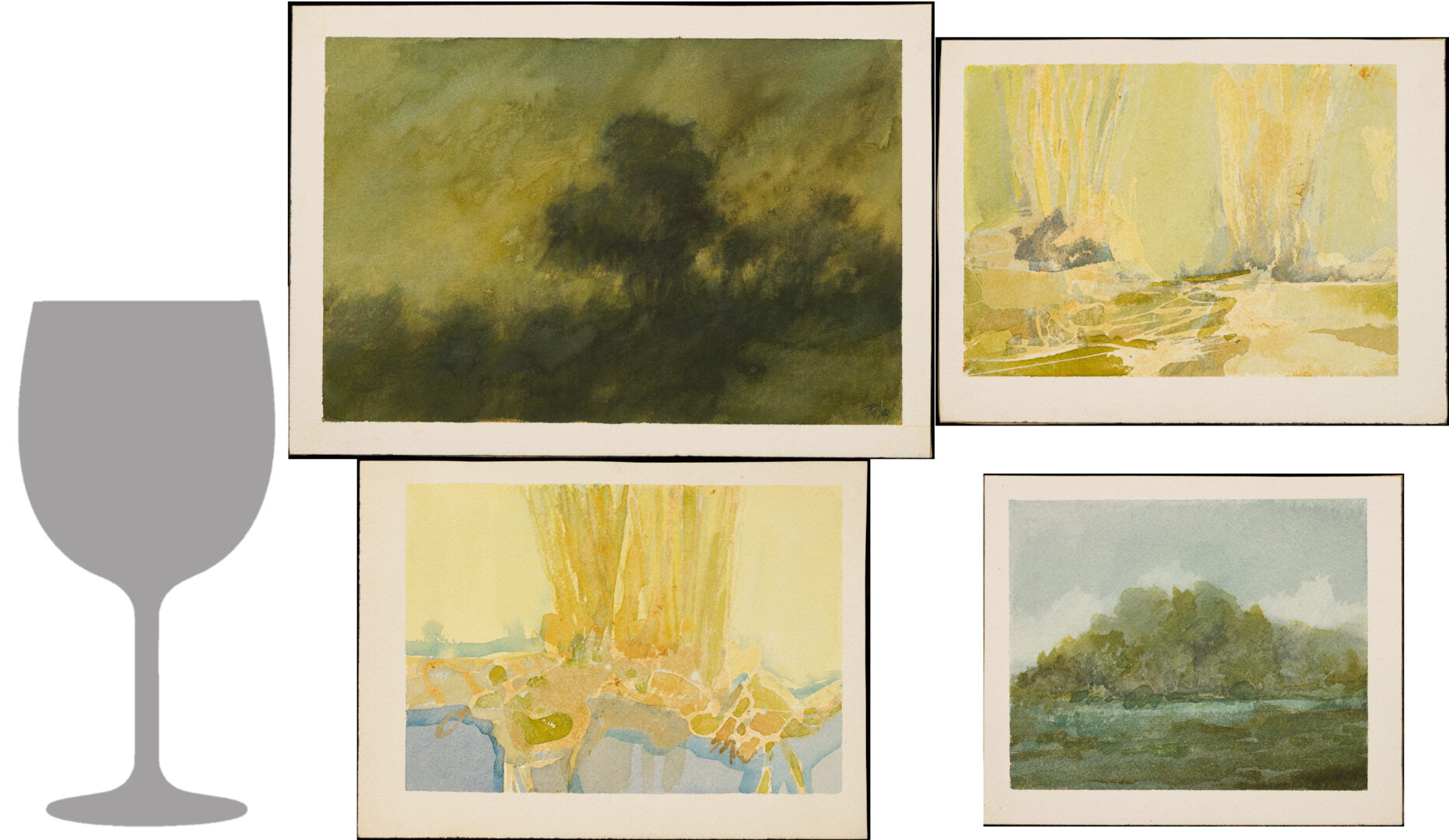 Lot 942: 4 Robert Young Clay Watercolors, incl. TN Landscapes