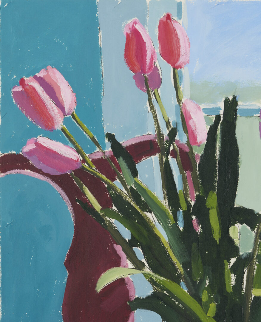 Lot 945: Harold Kraus Oil Painting, Still life w/ Tulips