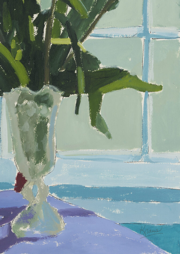 Lot 945: Harold Kraus Oil Painting, Still life w/ Tulips