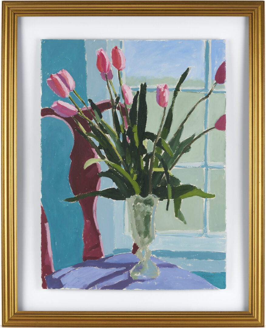 Lot 945: Harold Kraus Oil Painting, Still life w/ Tulips