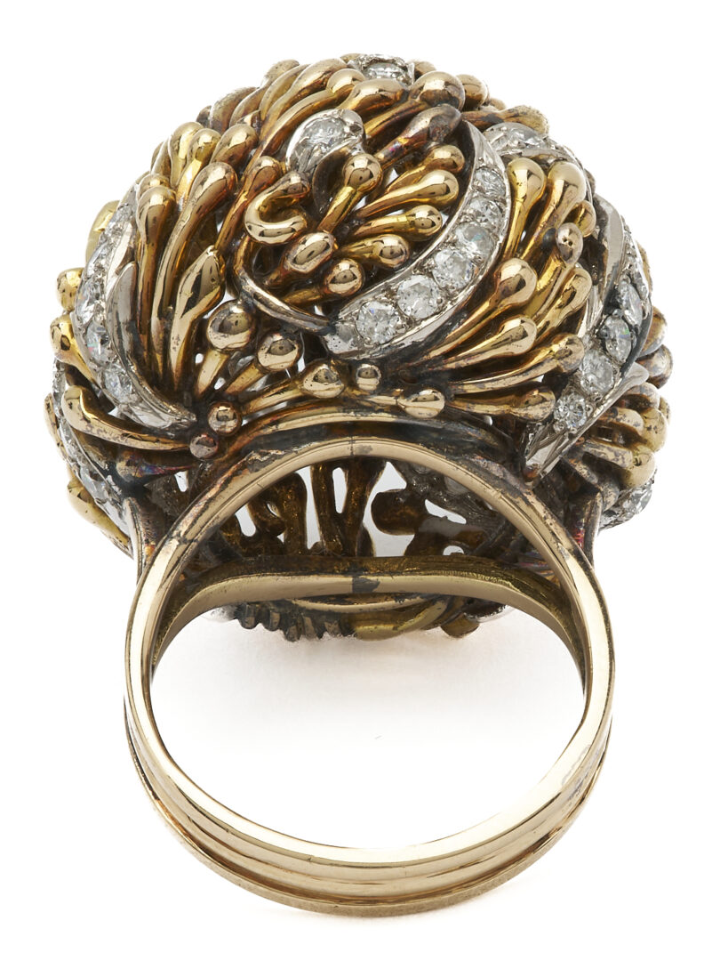 Lot 949: 14K Gold & Melee Diamond Cocktail Dome Ring