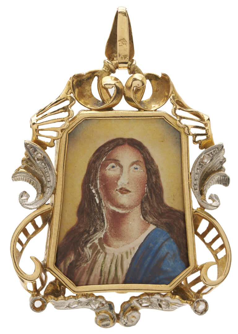 Lot 950: 2 Antique Gold & Gemstone Pendants