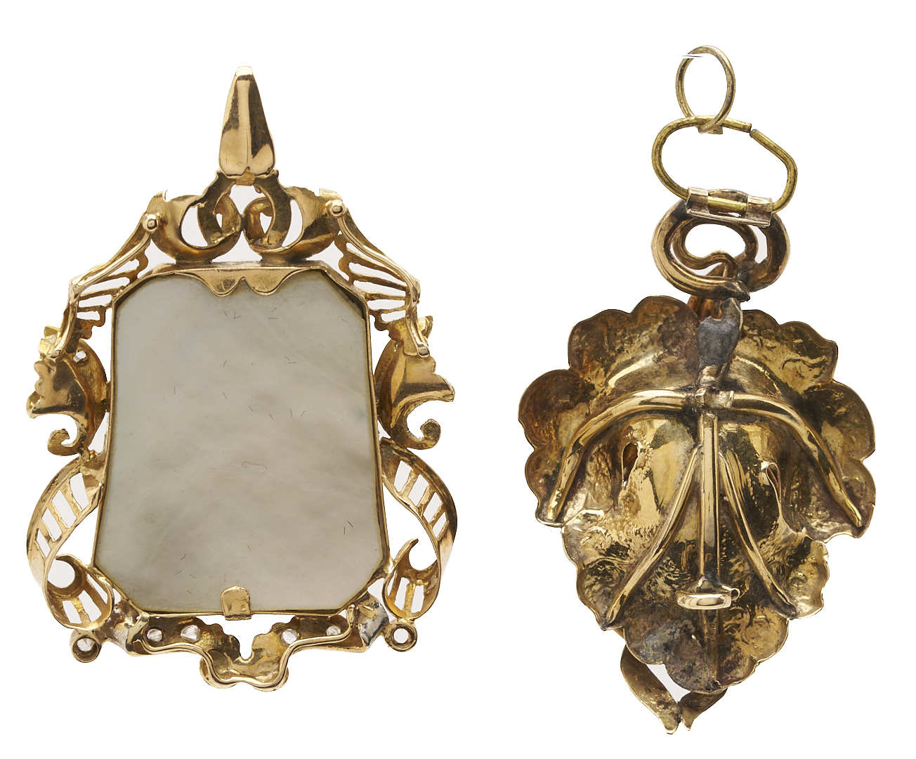 Lot 950: 2 Antique Gold & Gemstone Pendants