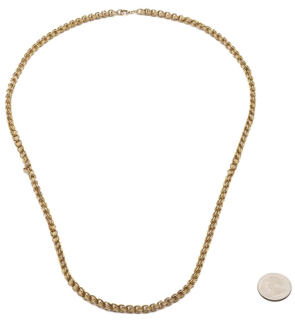 Lot 953: 10K Gold Triple Link Necklace