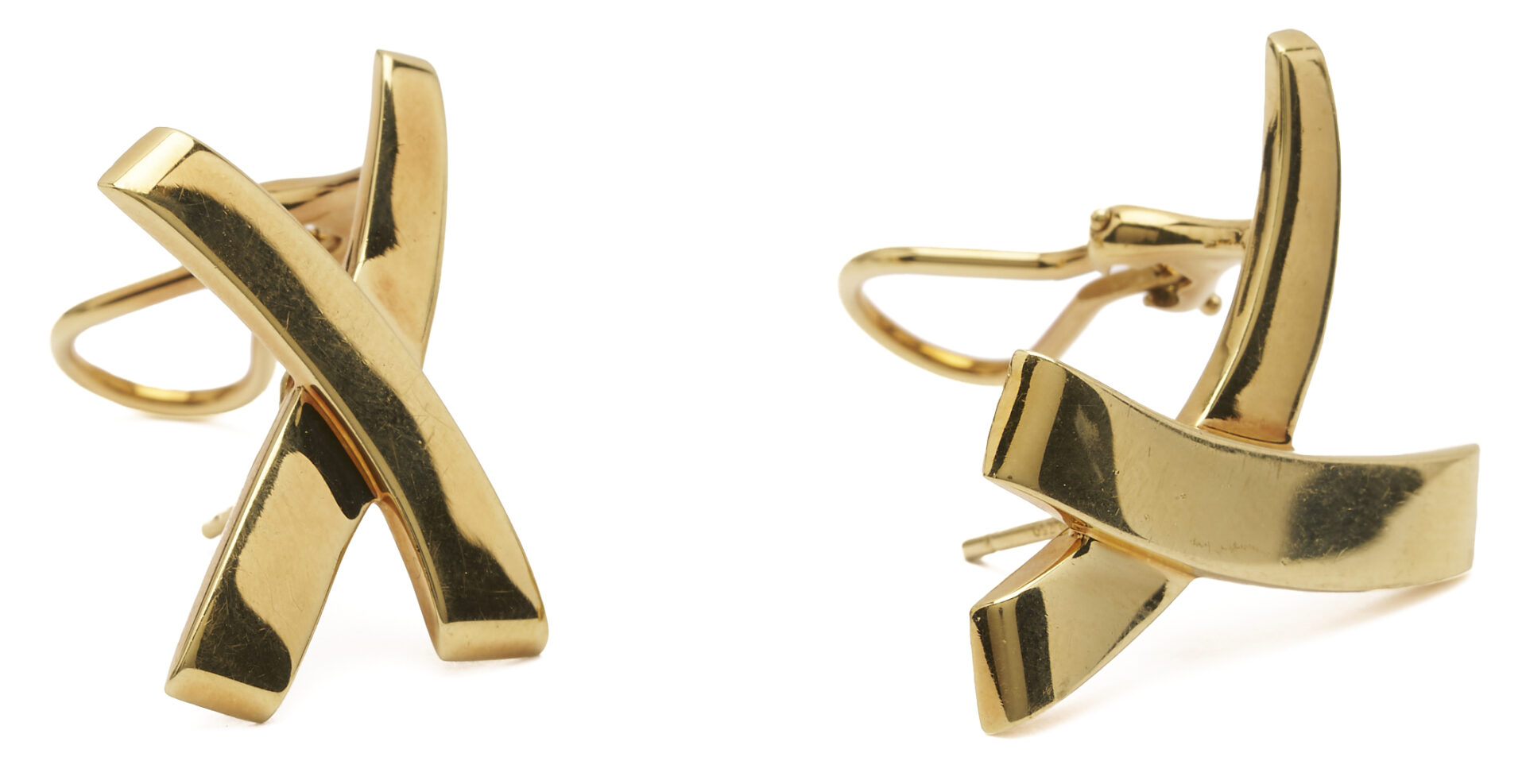 Lot 954: Tiffany & Co. 18K Gold Paloma Picasso Graffiti X Earrings