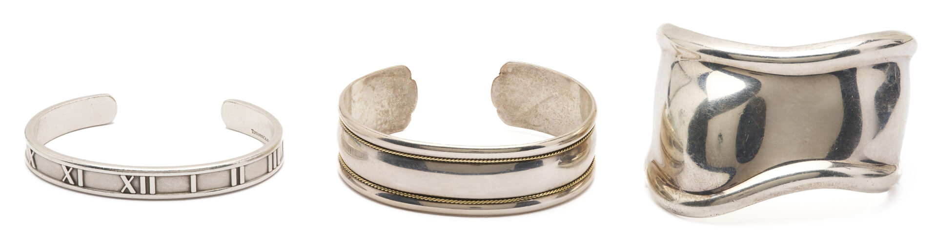 Lot 955: 3 Tiffany Sterling Cuff Bracelets