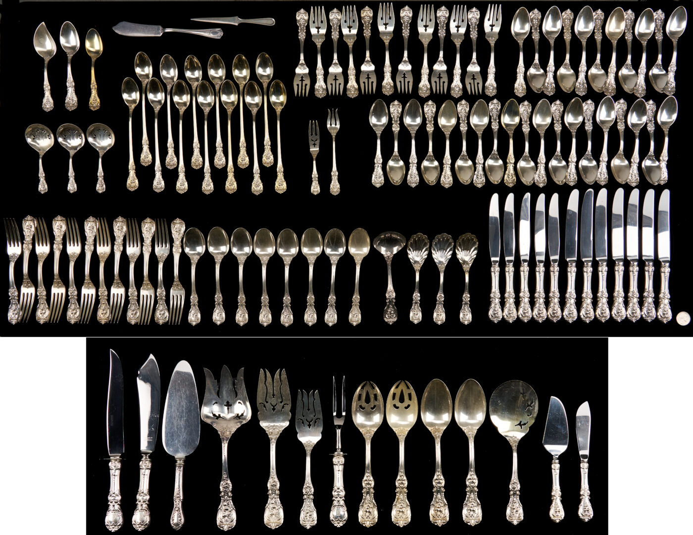 Lot 95: 113 Pcs. Reed & Barton Francis I Sterling Flatware, Svc. 12