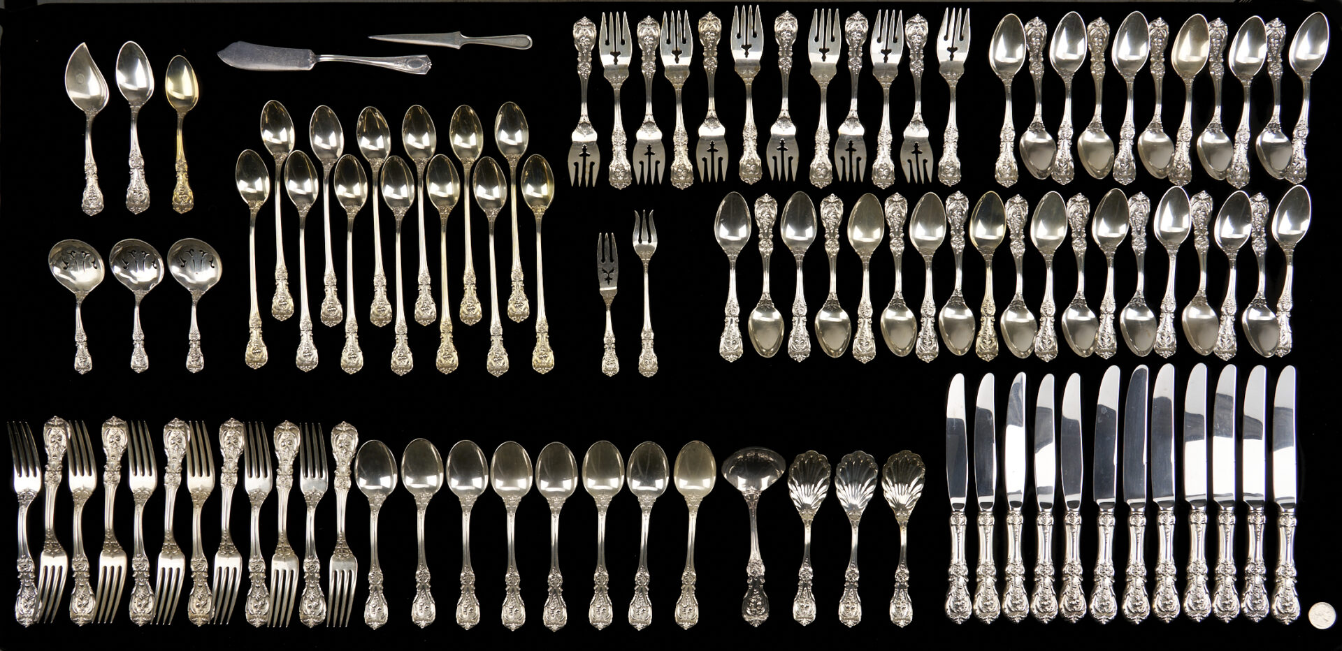 Lot 95: 113 Pcs. Reed & Barton Francis I Sterling Flatware, Svc. 12