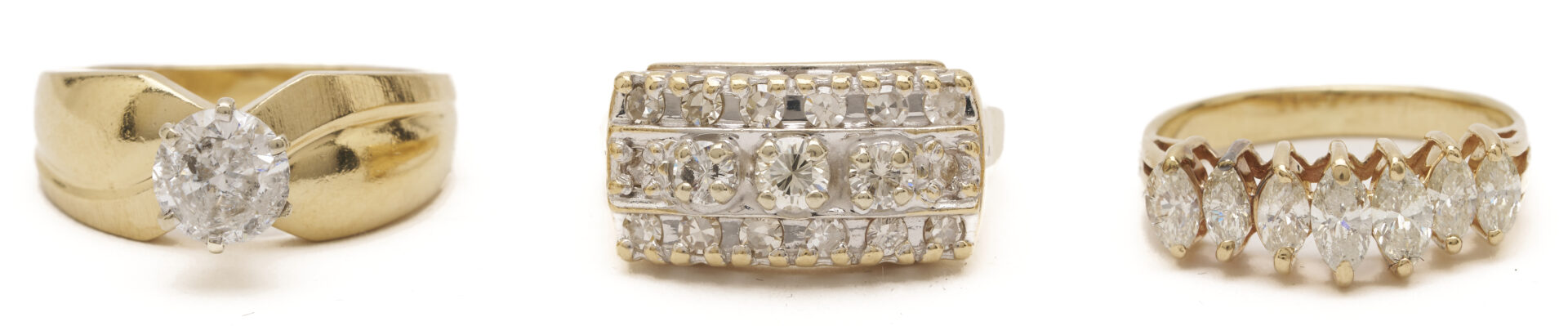 Lot 962: Three 14K Gold & Diamond Rings
