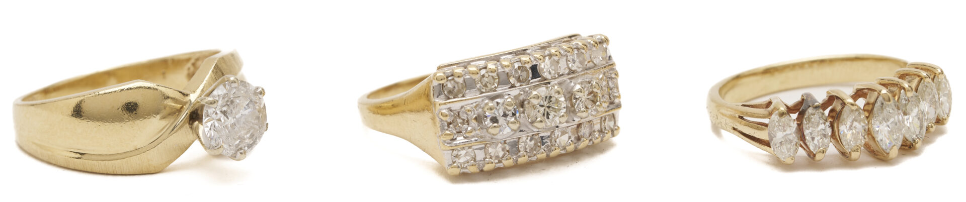 Lot 962: Three 14K Gold & Diamond Rings
