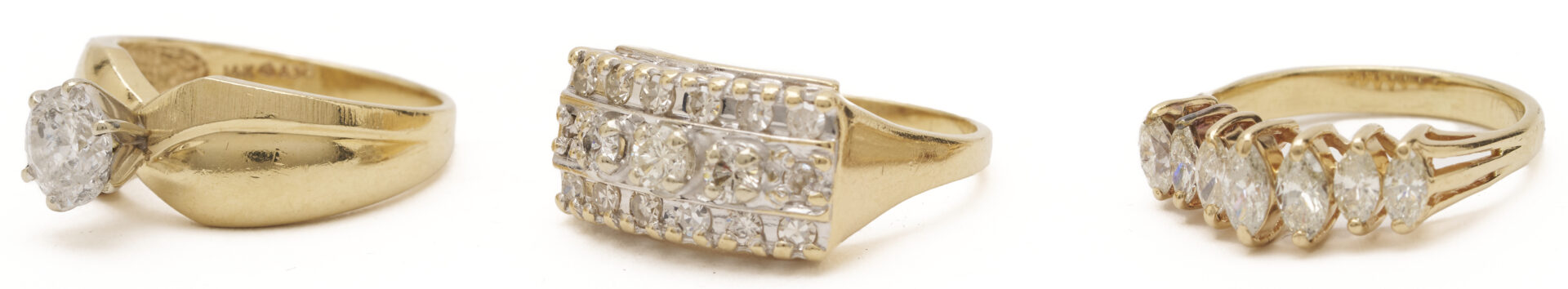 Lot 962: Three 14K Gold & Diamond Rings