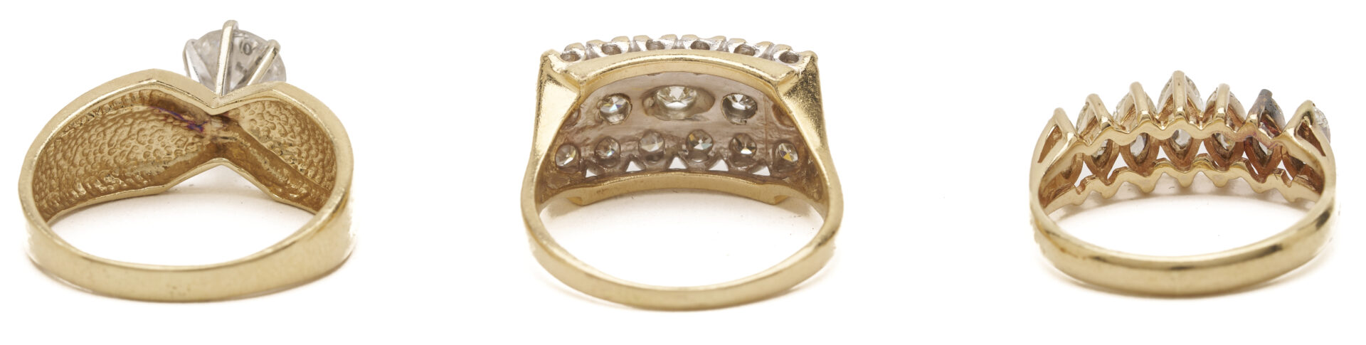Lot 962: Three 14K Gold & Diamond Rings