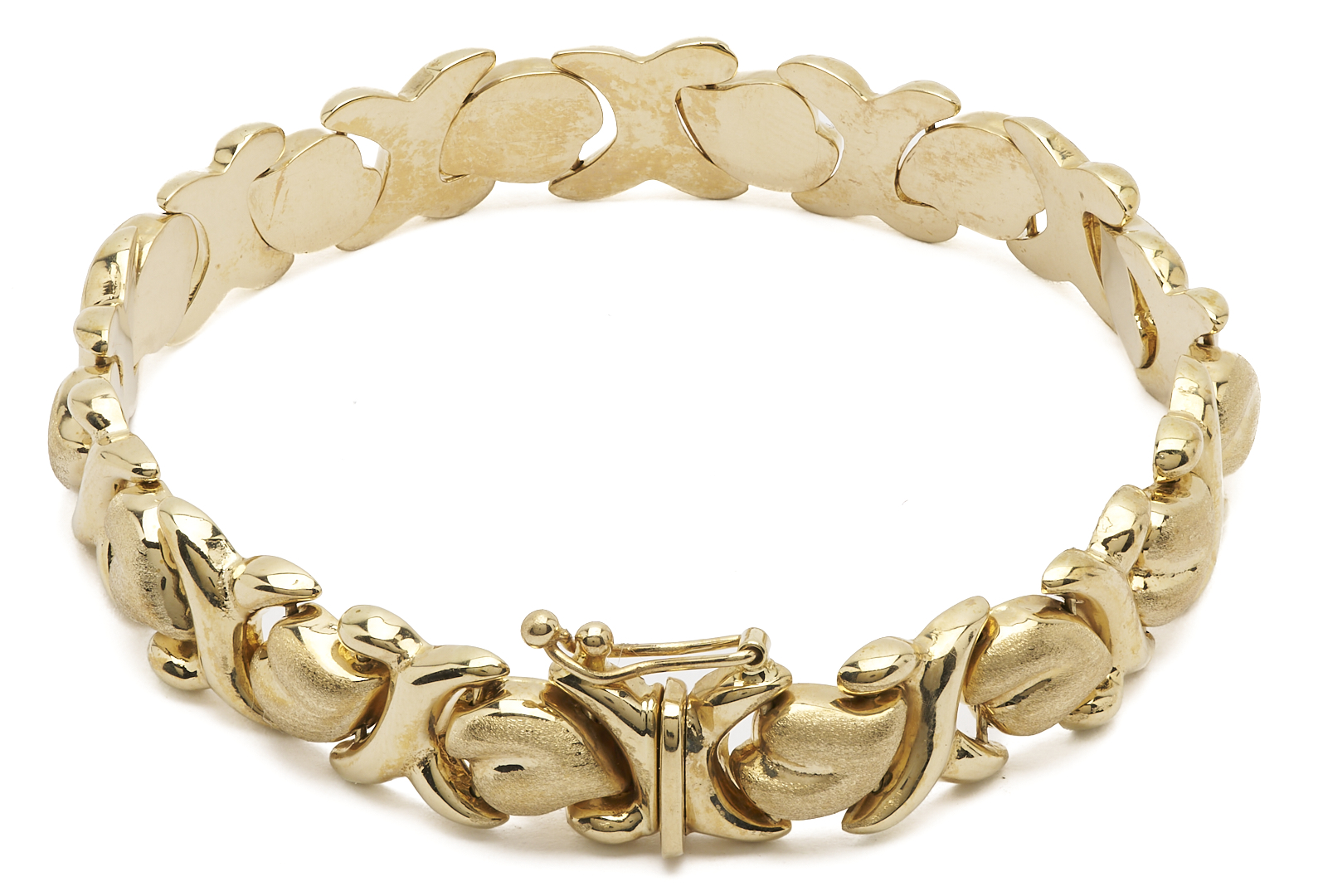 Lot 966: 14K Gold Heart Link Bracelet