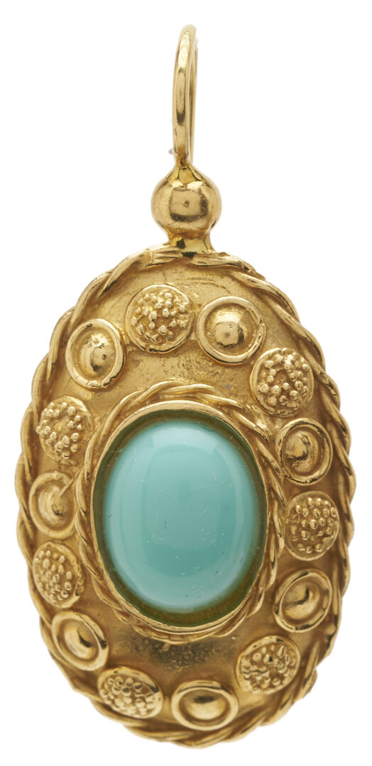 Lot 970: 18K Gold & Turquoise Earrings