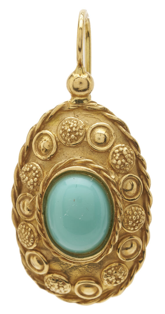Lot 970: 18K Gold & Turquoise Earrings