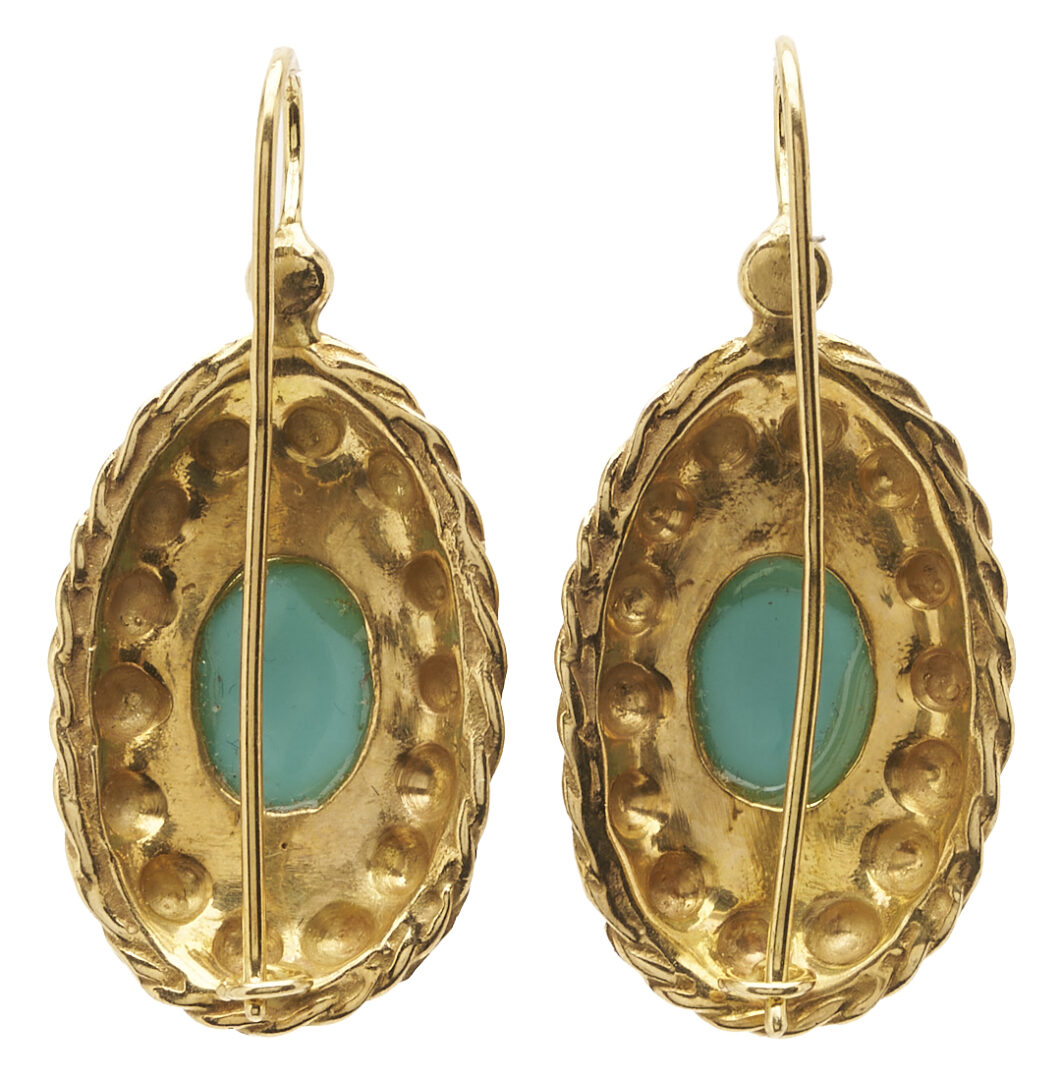Lot 970: 18K Gold & Turquoise Earrings