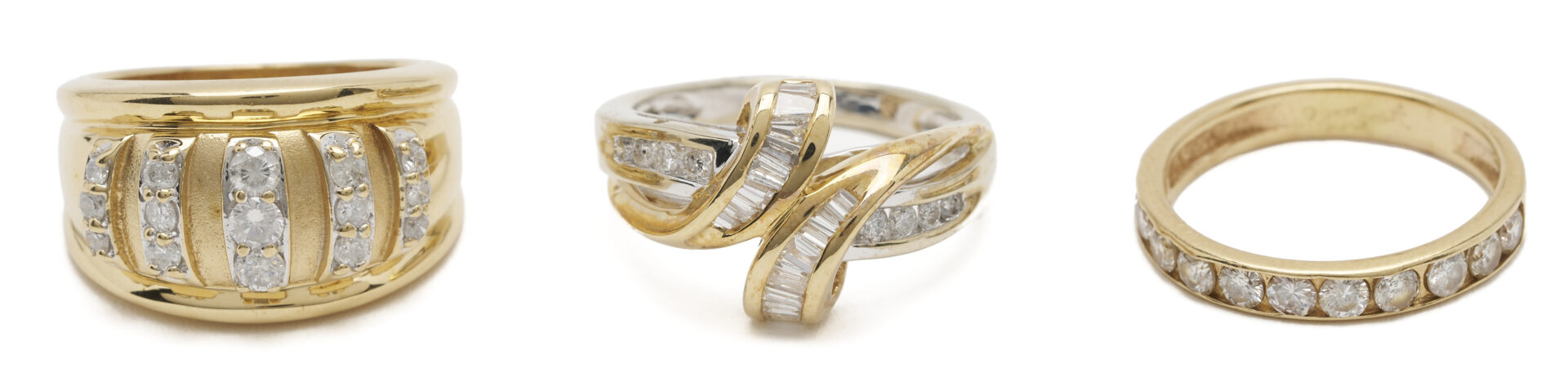 Lot 971: Three 14K Gold & Diamond Rings