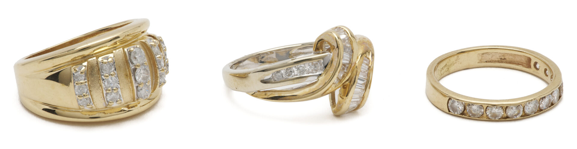 Lot 971: Three 14K Gold & Diamond Rings