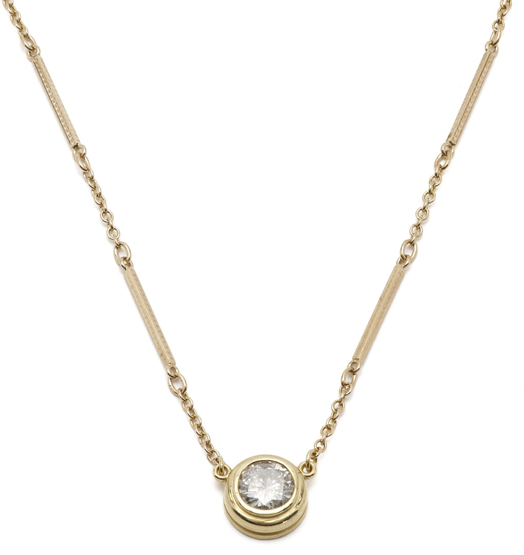 Lot 972: 10K Yellow Gold Watch Chain & Diamond Pendant Necklace