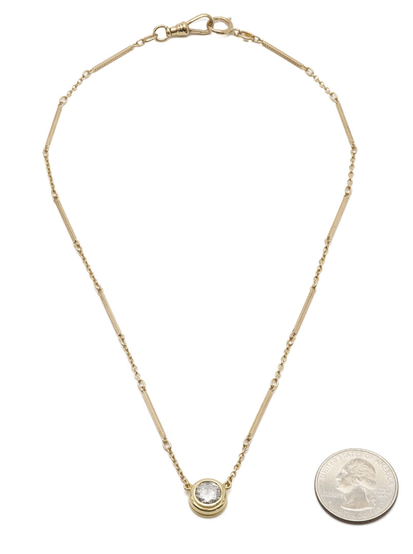 Lot 972: 10K Yellow Gold Watch Chain & Diamond Pendant Necklace