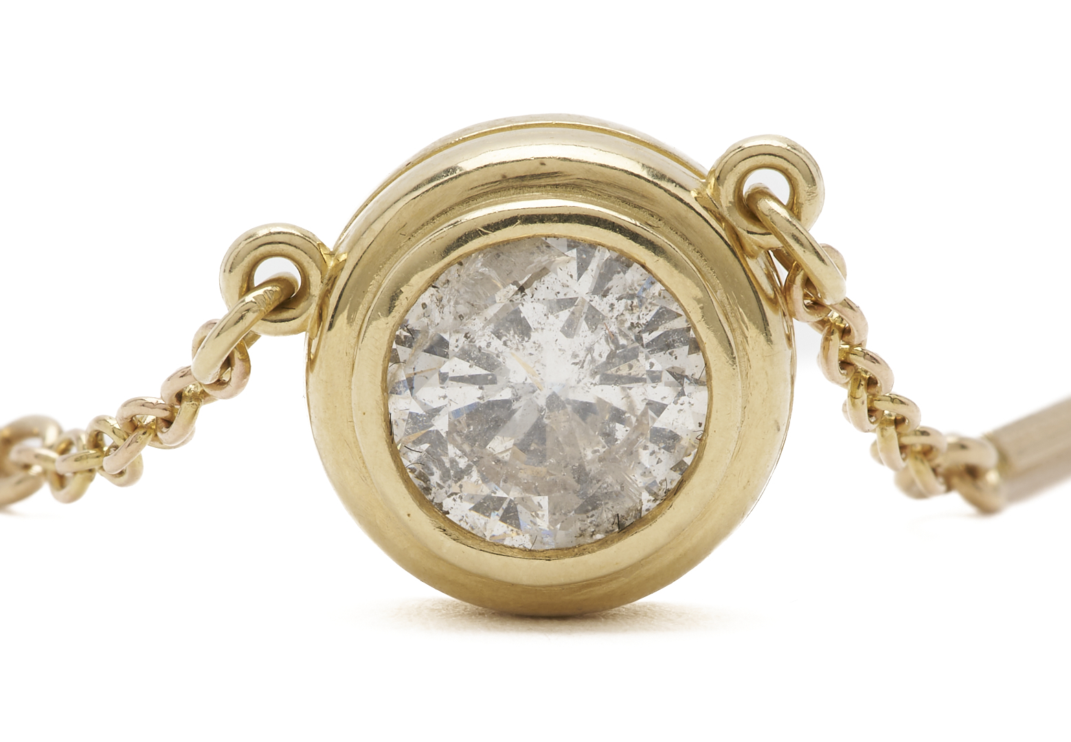 Lot 972: 10K Yellow Gold Watch Chain & Diamond Pendant Necklace