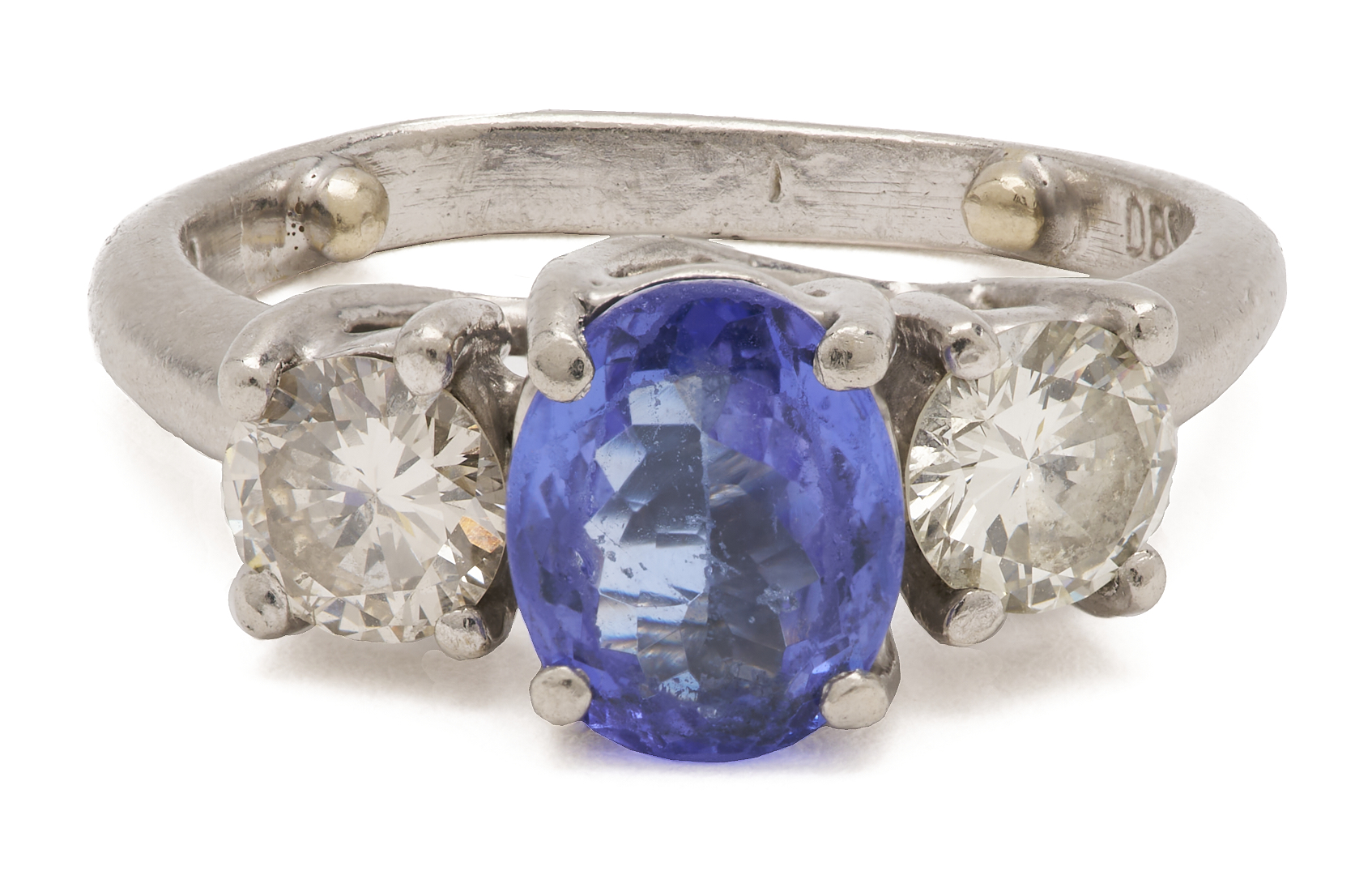 Lot 973: Ladies’ Platinum, Natural Tanzanite, & Diamond Ring