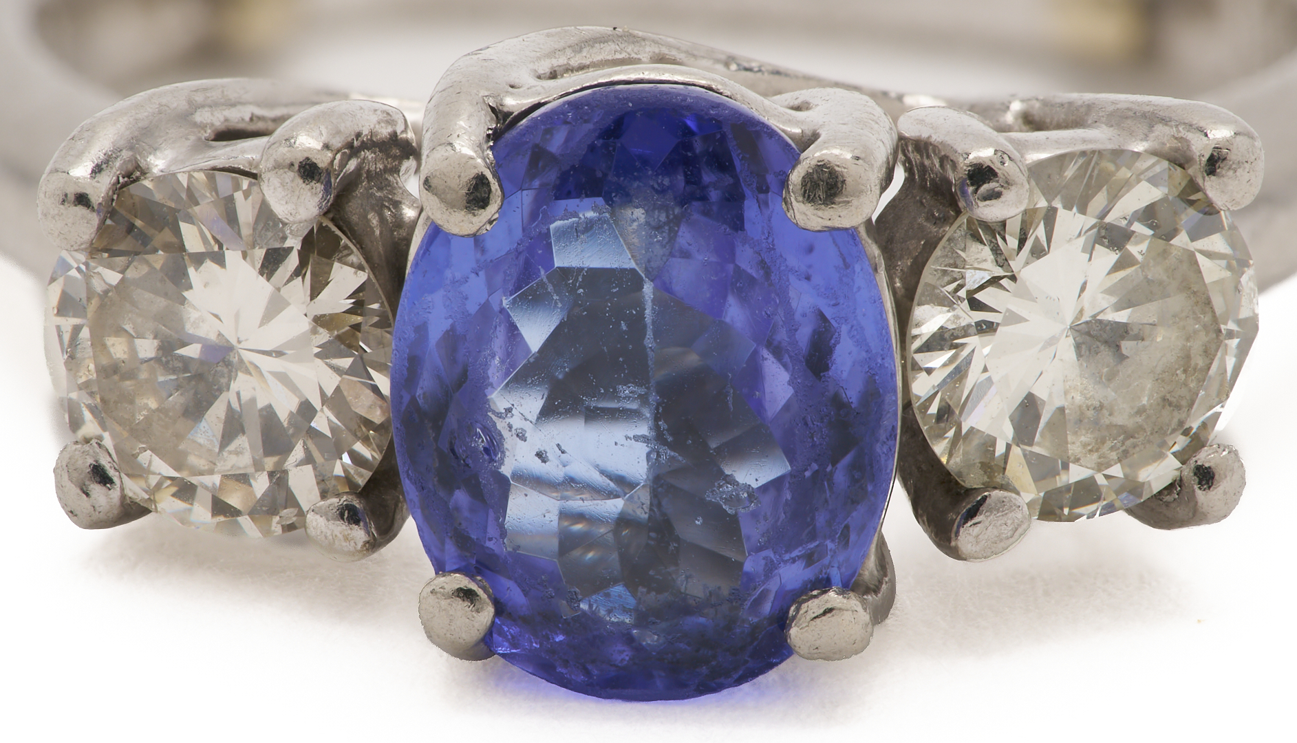 Lot 973: Ladies’ Platinum, Natural Tanzanite, & Diamond Ring