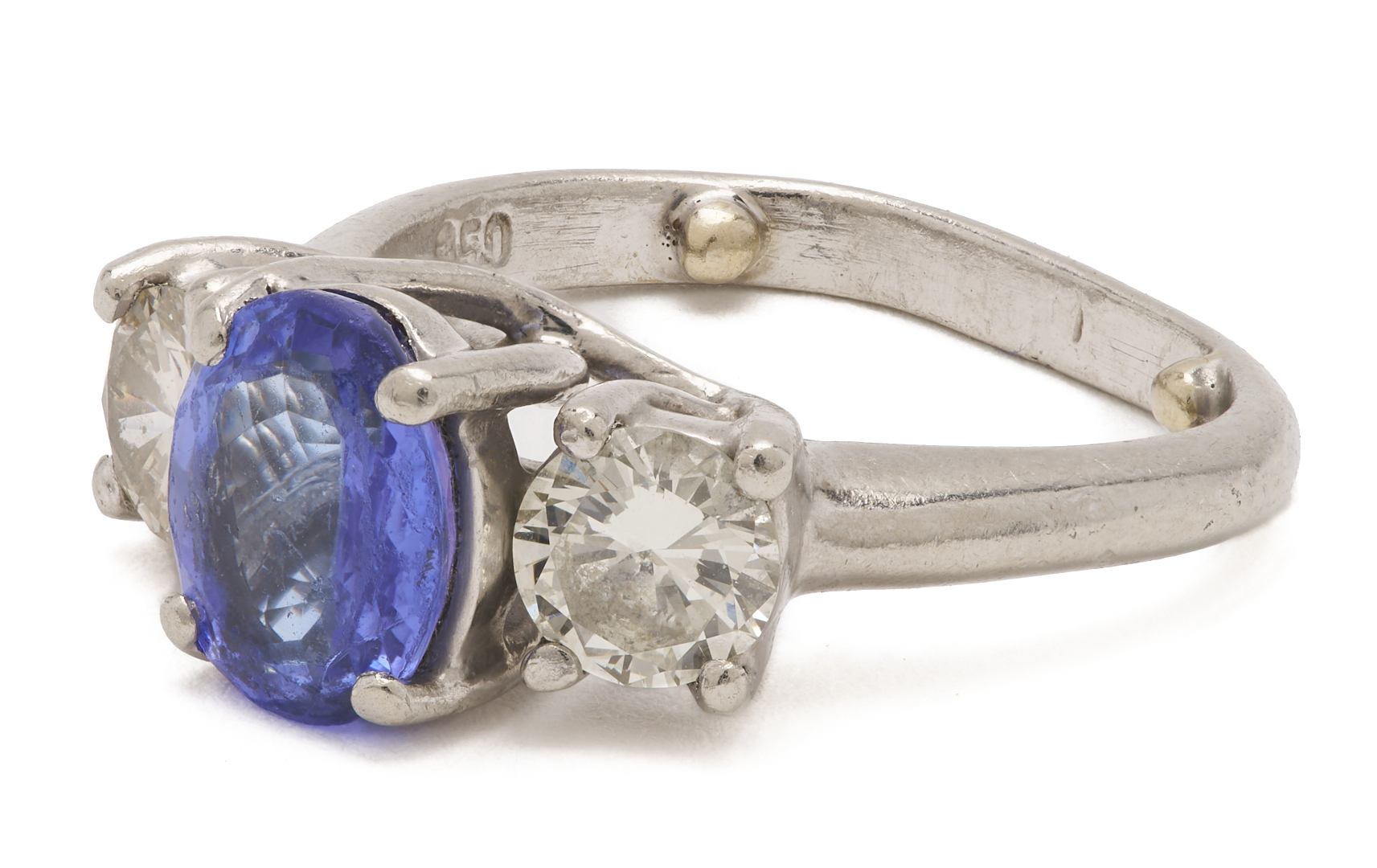 Lot 973: Ladies’ Platinum, Natural Tanzanite, & Diamond Ring