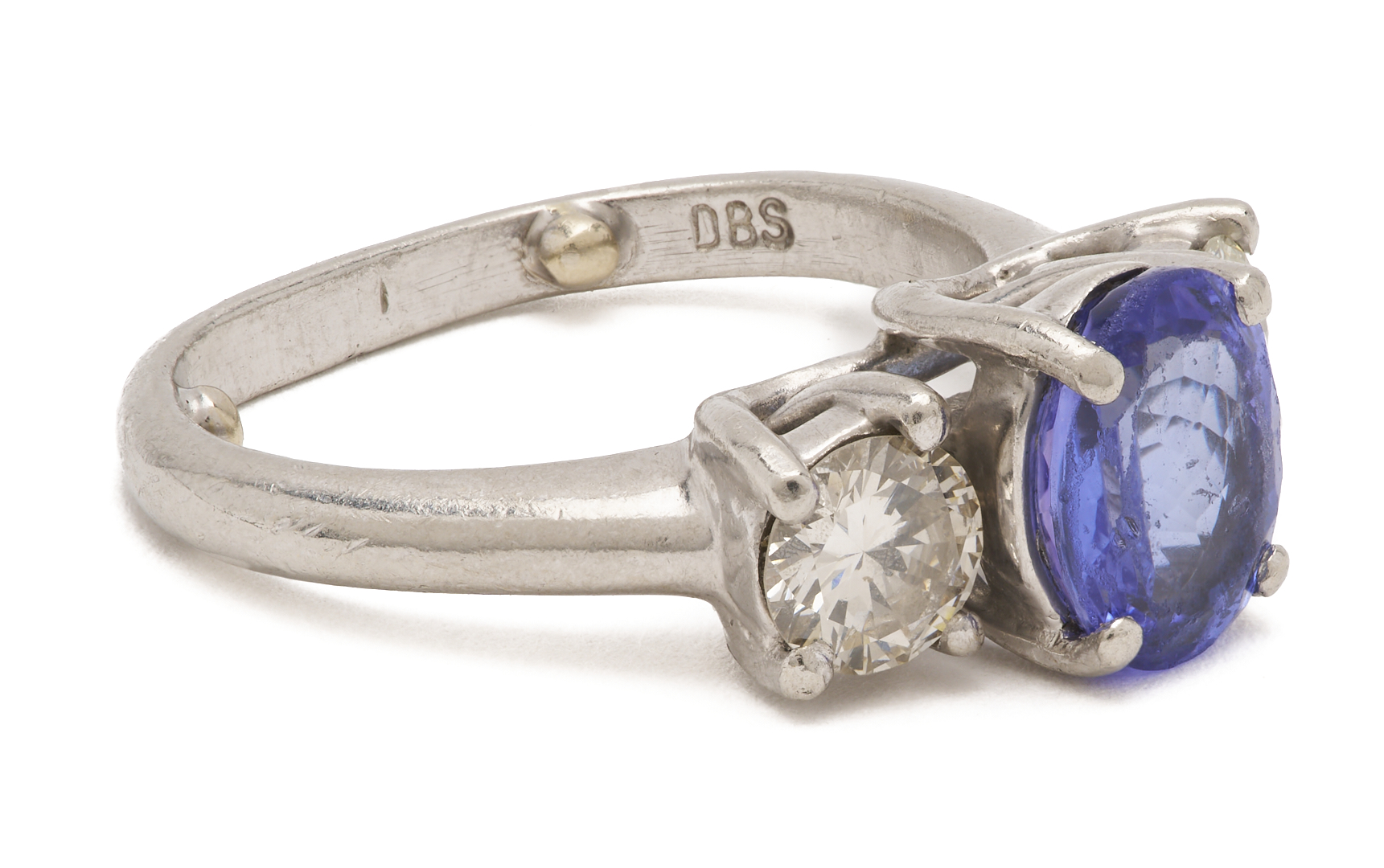 Lot 973: Ladies’ Platinum, Natural Tanzanite, & Diamond Ring