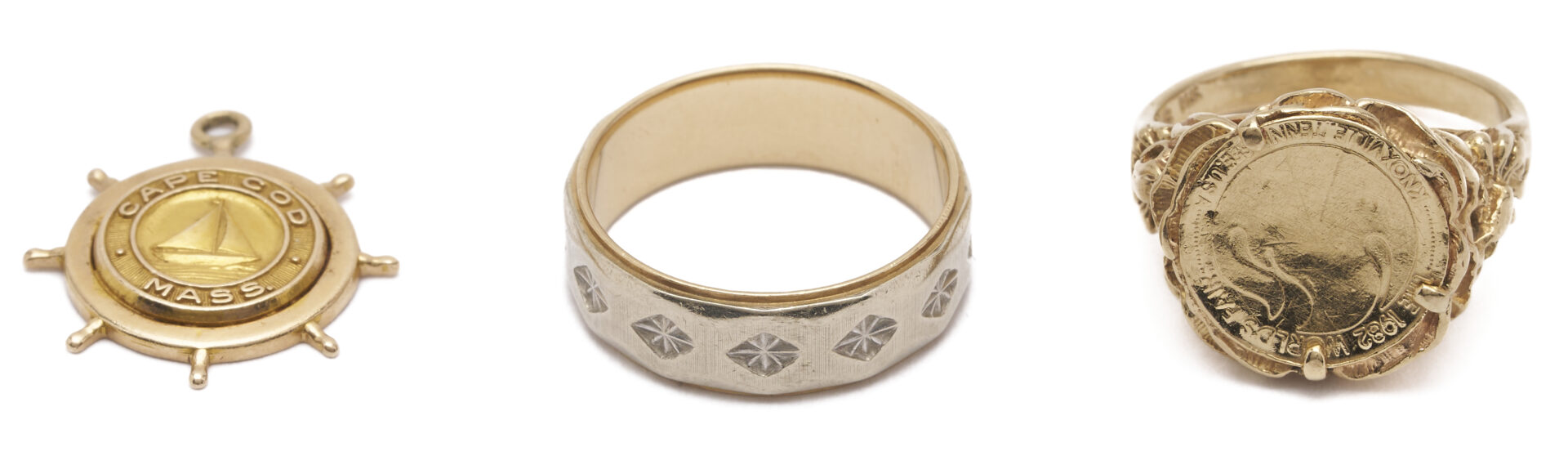 Lot 975: 3 14K Gold Items: 2 Rings & 1 Pendant