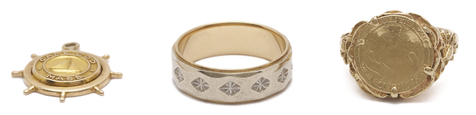 Lot 975: 3 14K Gold Items: 2 Rings & 1 Pendant