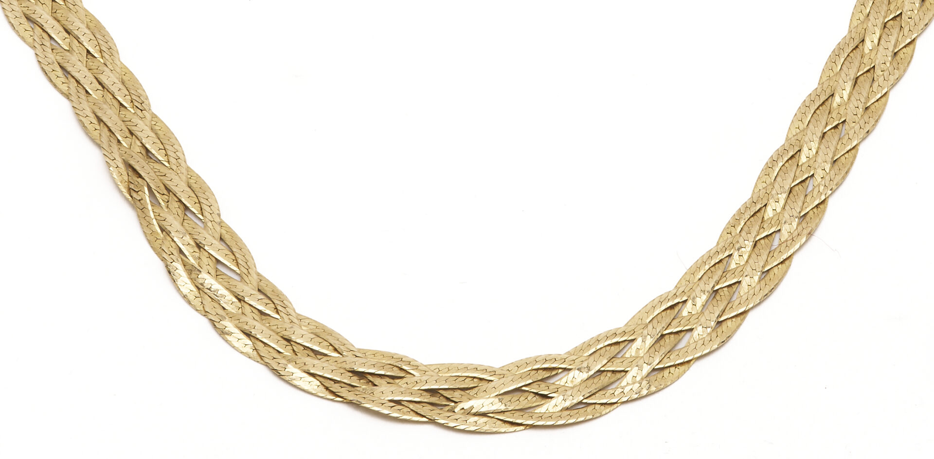 Lot 979: 14K Gold Flat Braid Chain Necklace