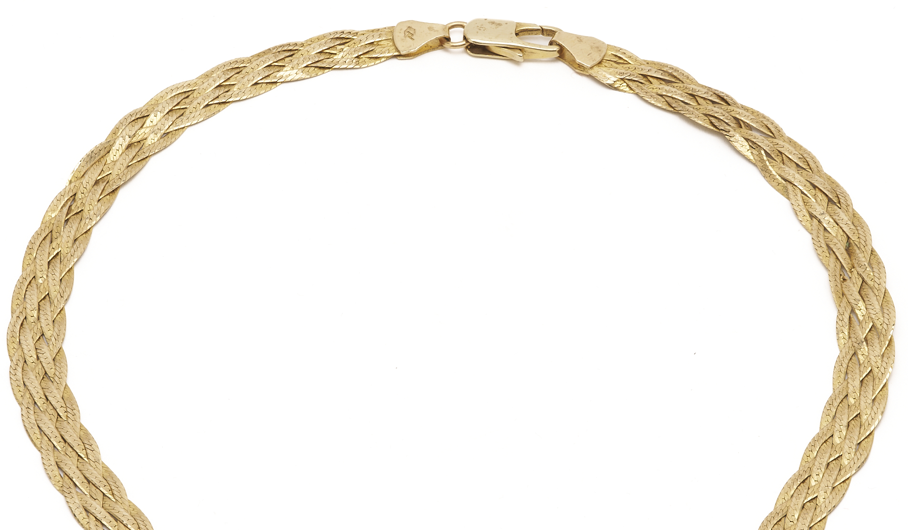 Lot 979: 14K Gold Flat Braid Chain Necklace