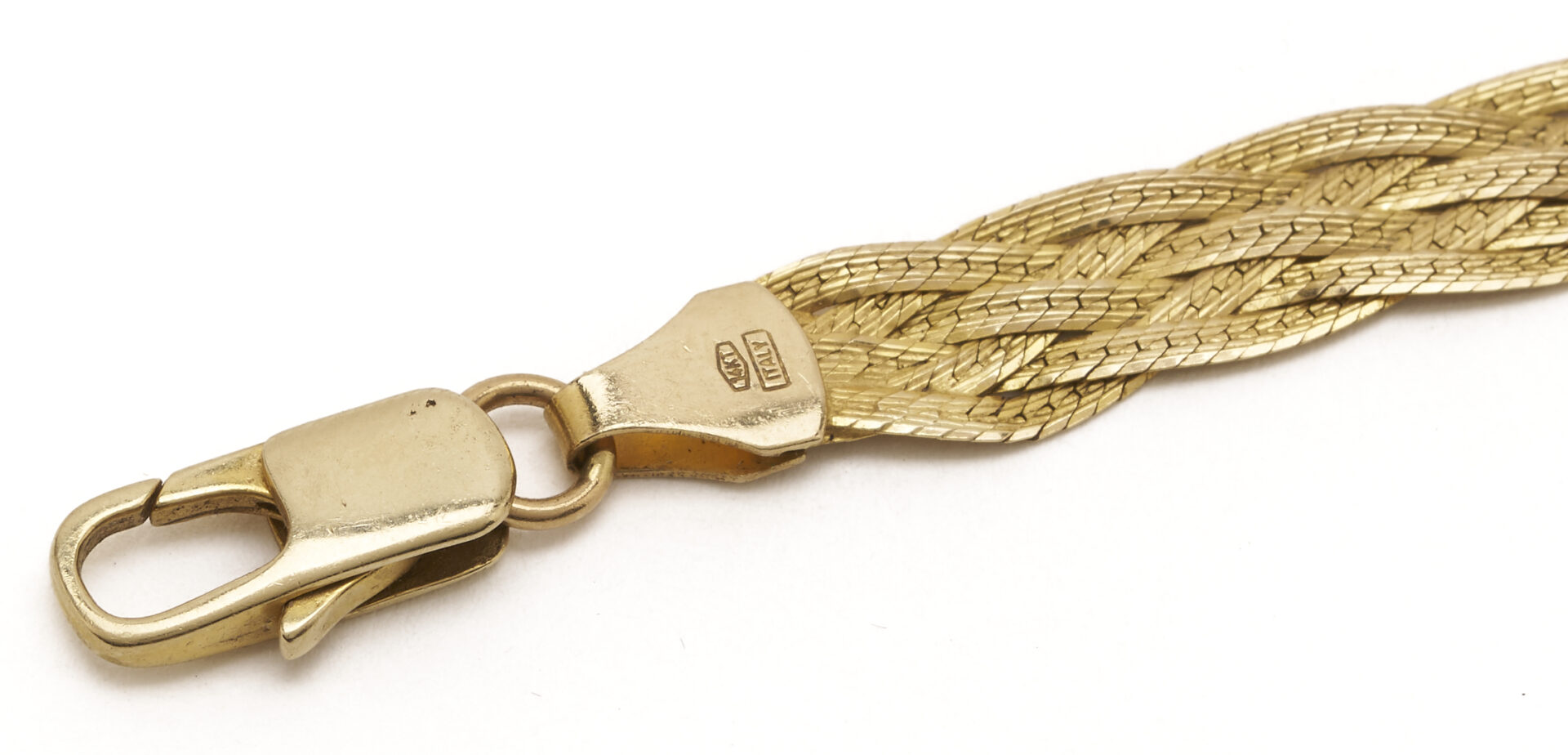 Lot 979: 14K Gold Flat Braid Chain Necklace