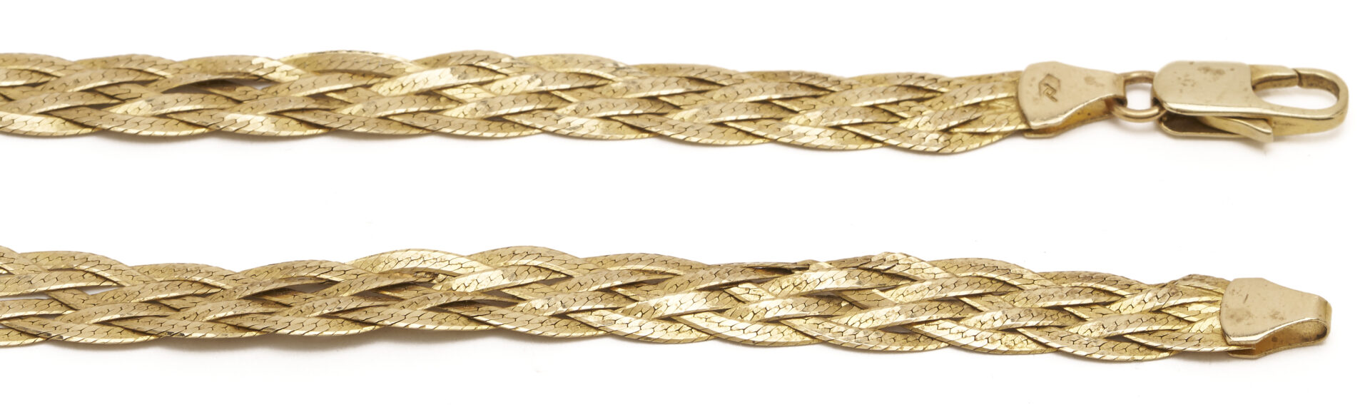 Lot 979: 14K Gold Flat Braid Chain Necklace