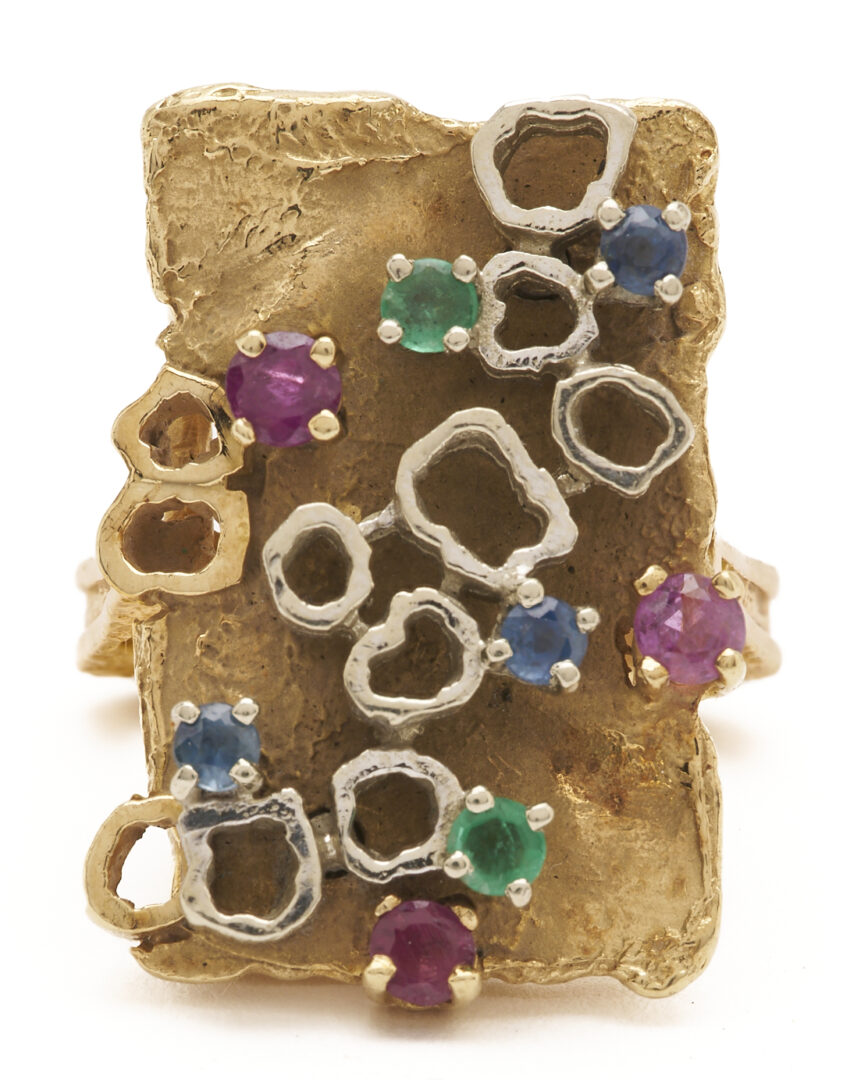 Lot 983: 14K Gold, Emerald, Ruby, & Sapphire Ring