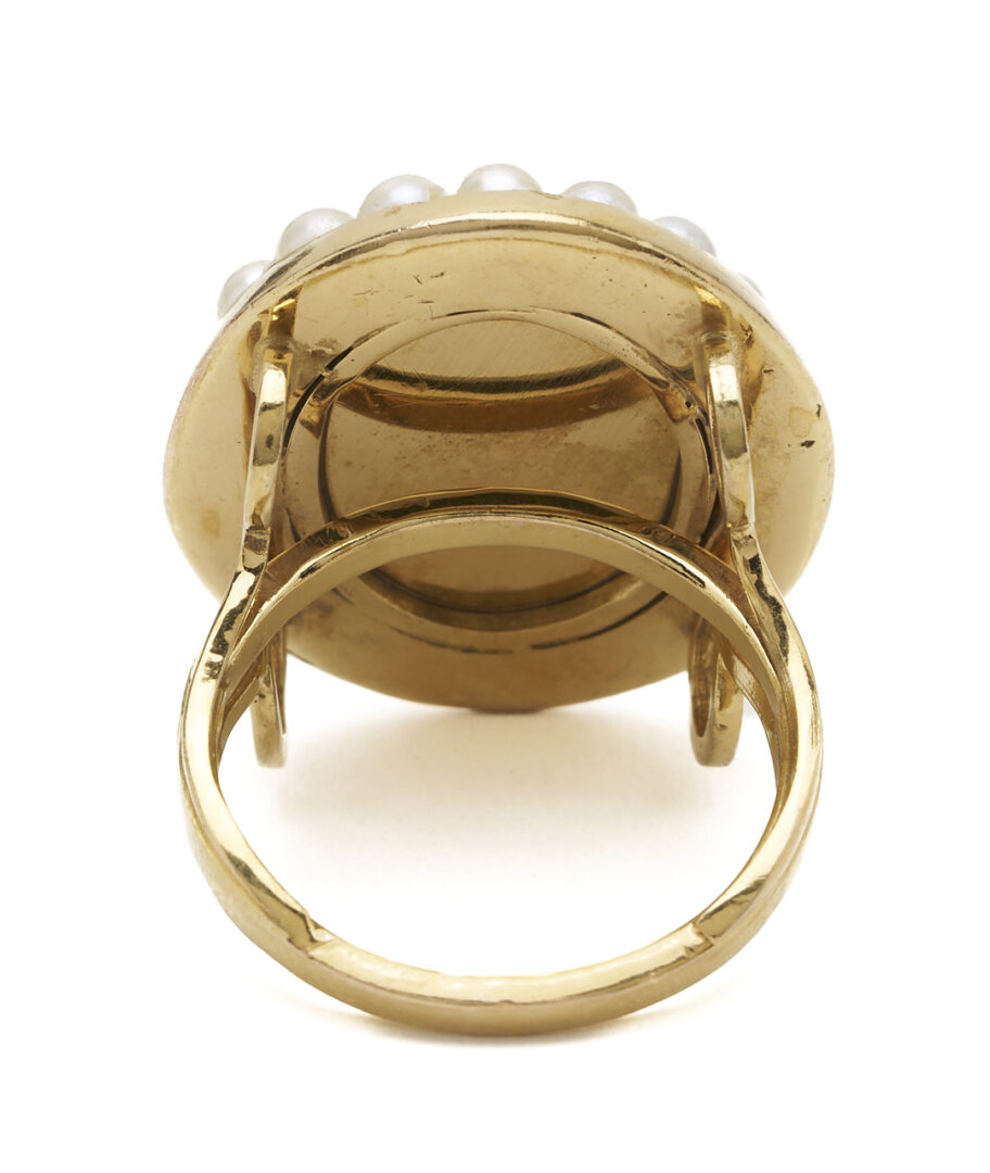 Lot 985: 14K Gold, Turquoise & Pearl Ring