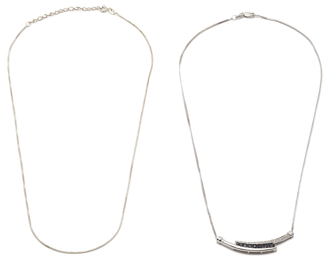 Lot 989: Gold, Silver, & Gemstone Necklace Lot