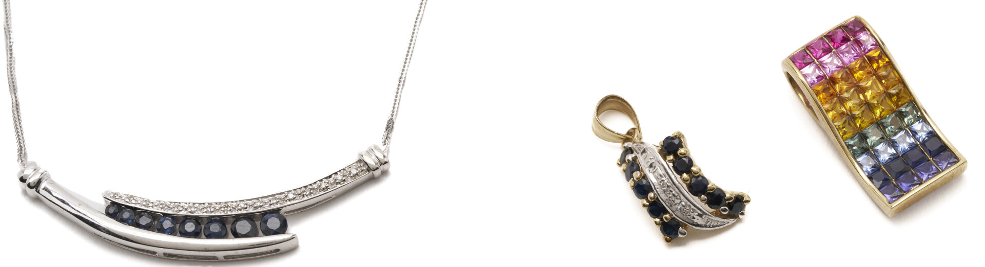 Lot 989: Gold, Silver, & Gemstone Necklace Lot