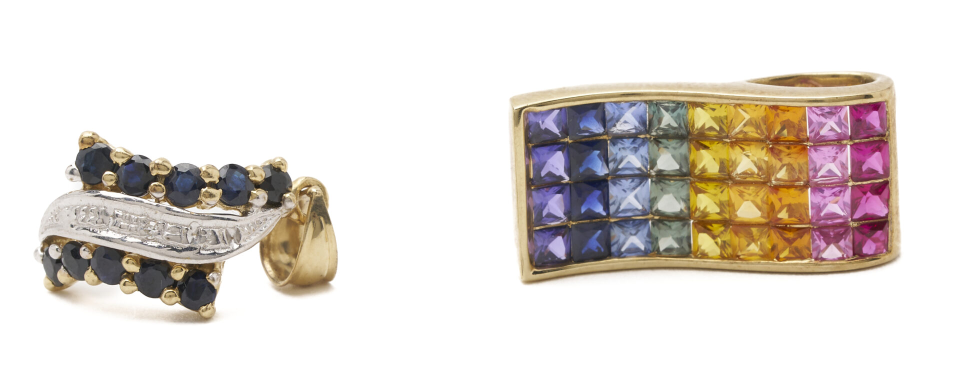 Lot 989: Gold, Silver, & Gemstone Necklace Lot