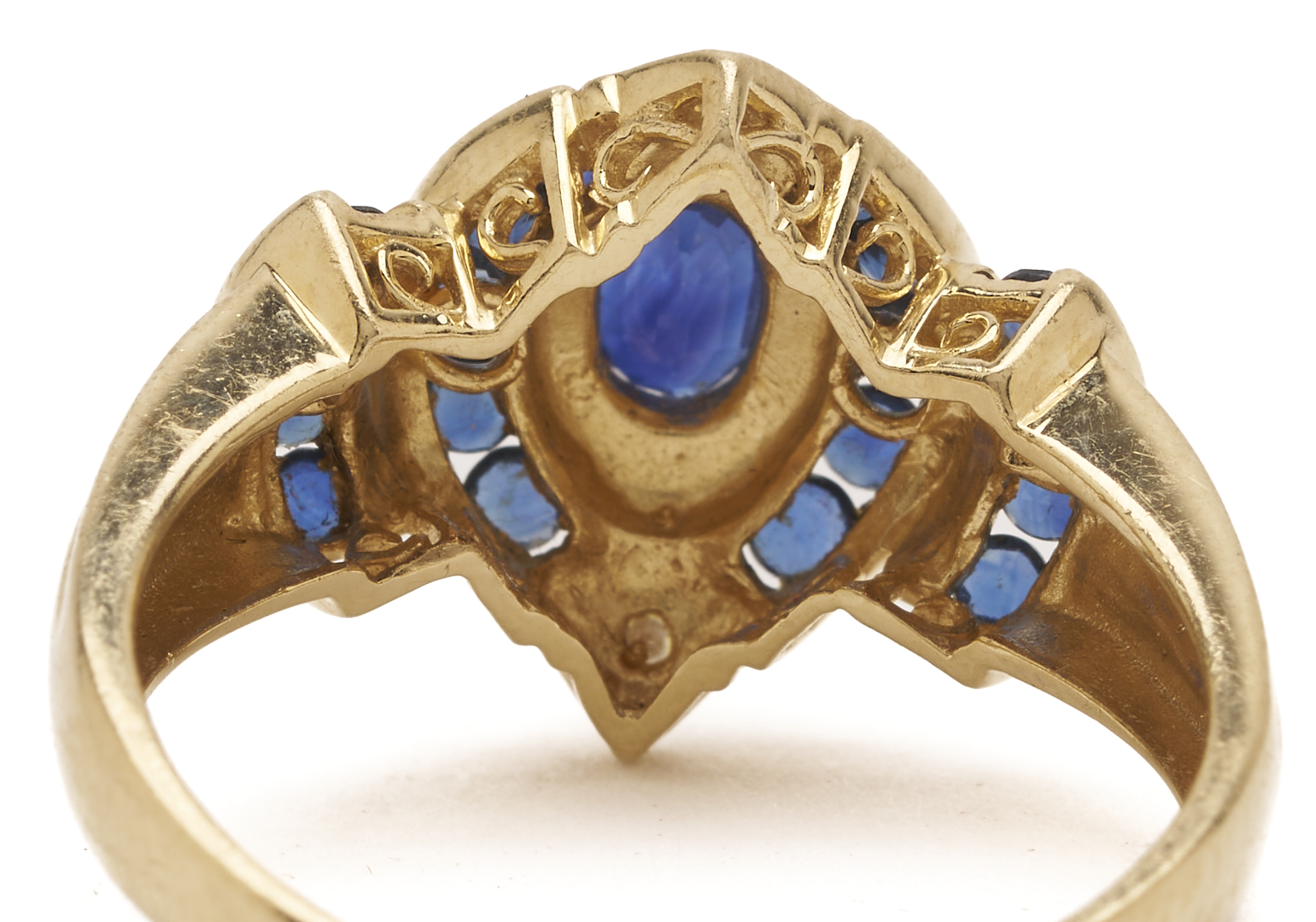 Lot 991: 14K Gold, Ruby & Pearl Floral Brooch and 14K Yellow Gold, Sapphire & Diamond Ring