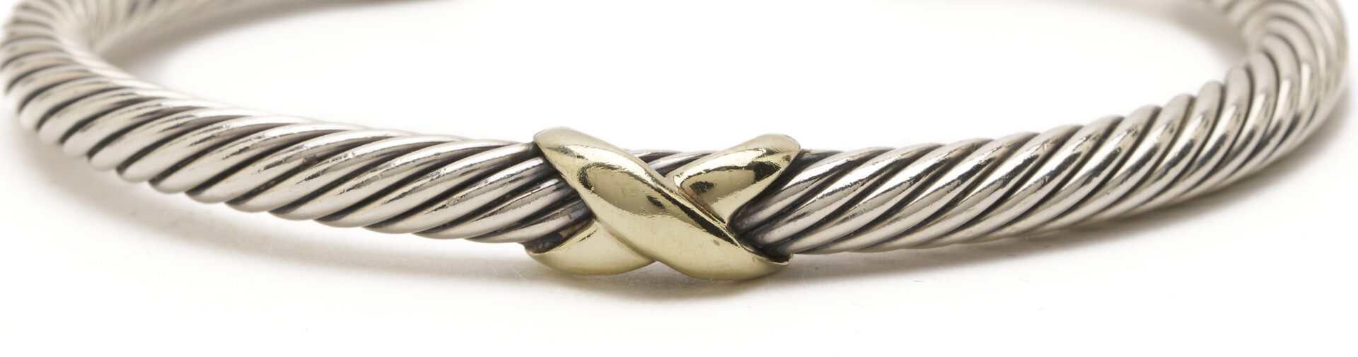 Lot 992: David Yurman Diamond Cable Bracelet and Gold X Cable Cuff Bracelet