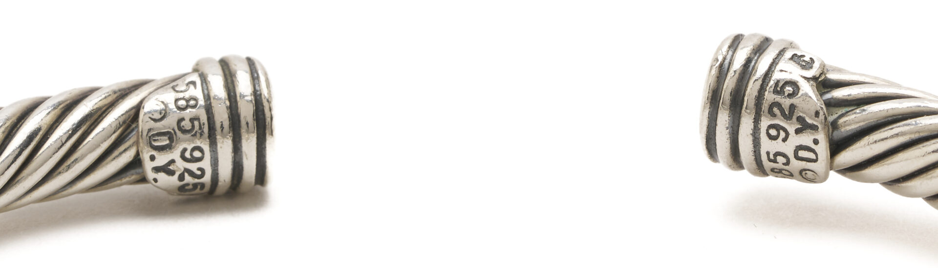 Lot 992: David Yurman Diamond Cable Bracelet and Gold X Cable Cuff Bracelet