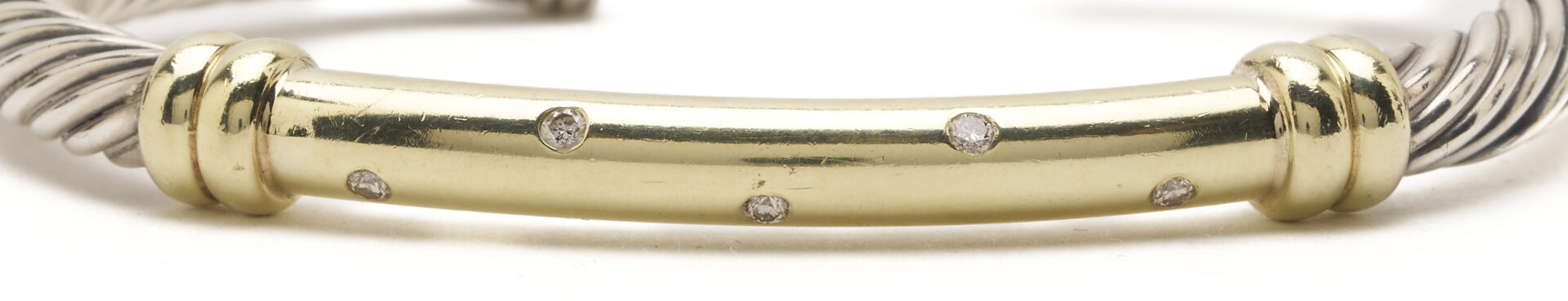 Lot 992: David Yurman Diamond Cable Bracelet and Gold X Cable Cuff Bracelet