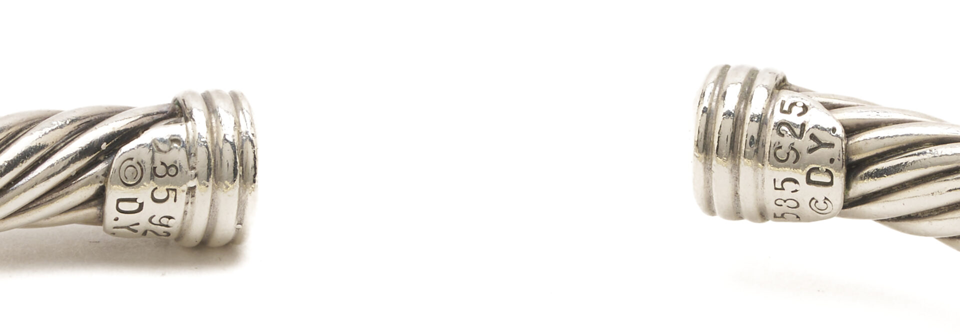 Lot 992: David Yurman Diamond Cable Bracelet and Gold X Cable Cuff Bracelet