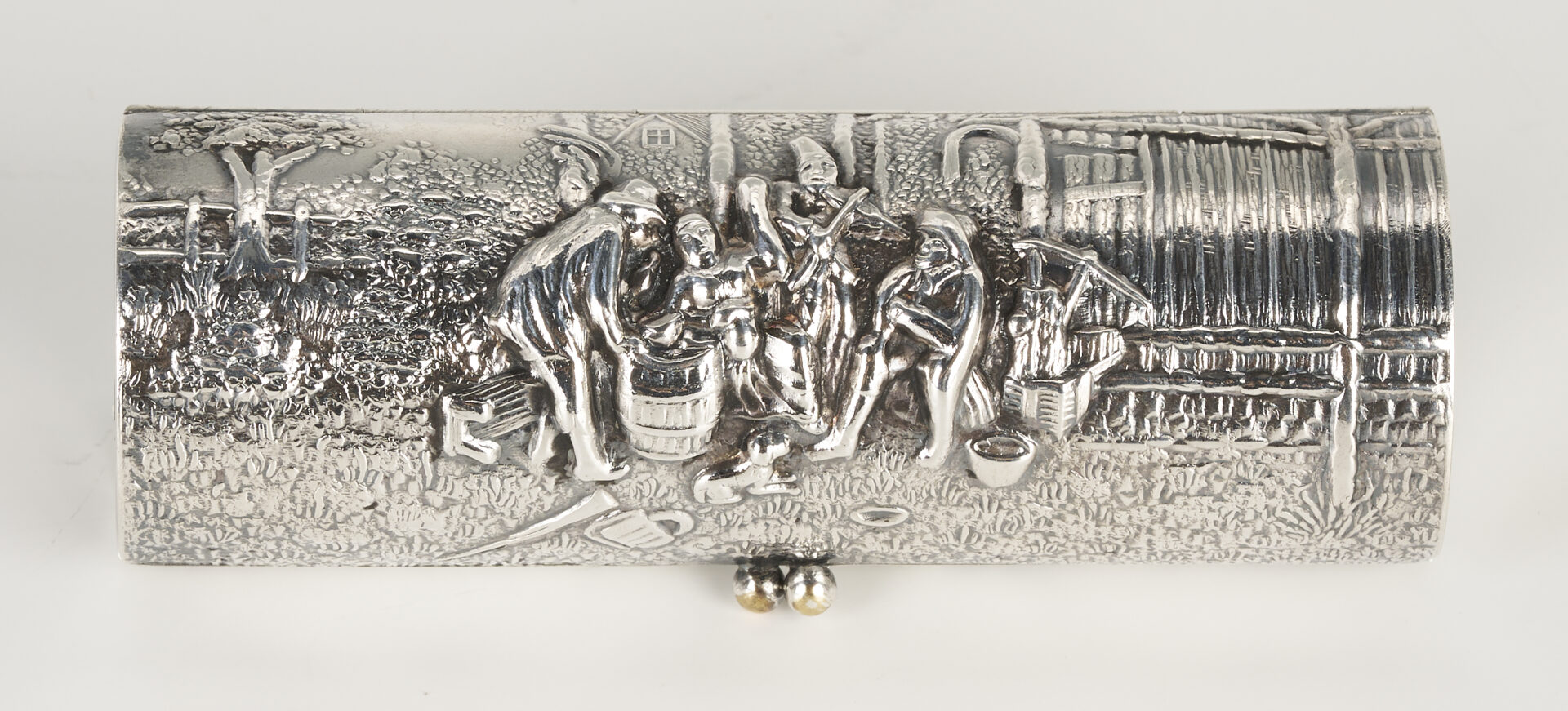 Lot 993: 3 European Silver Items: Bowl, Pill Box, and Vase