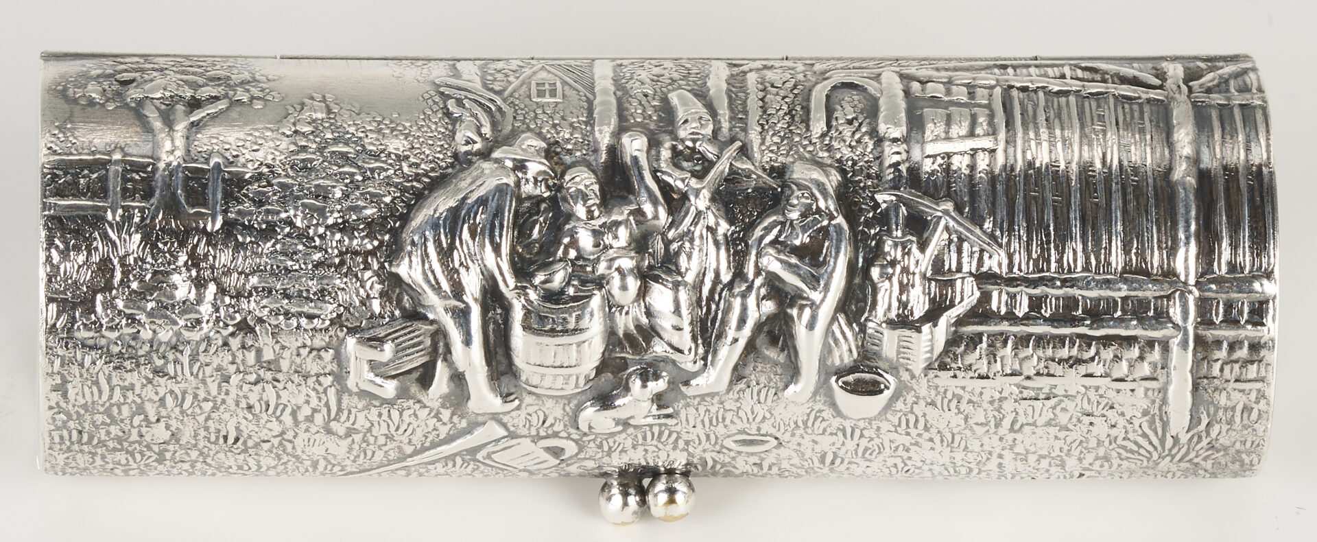 Lot 993: 3 European Silver Items: Bowl, Pill Box, and Vase