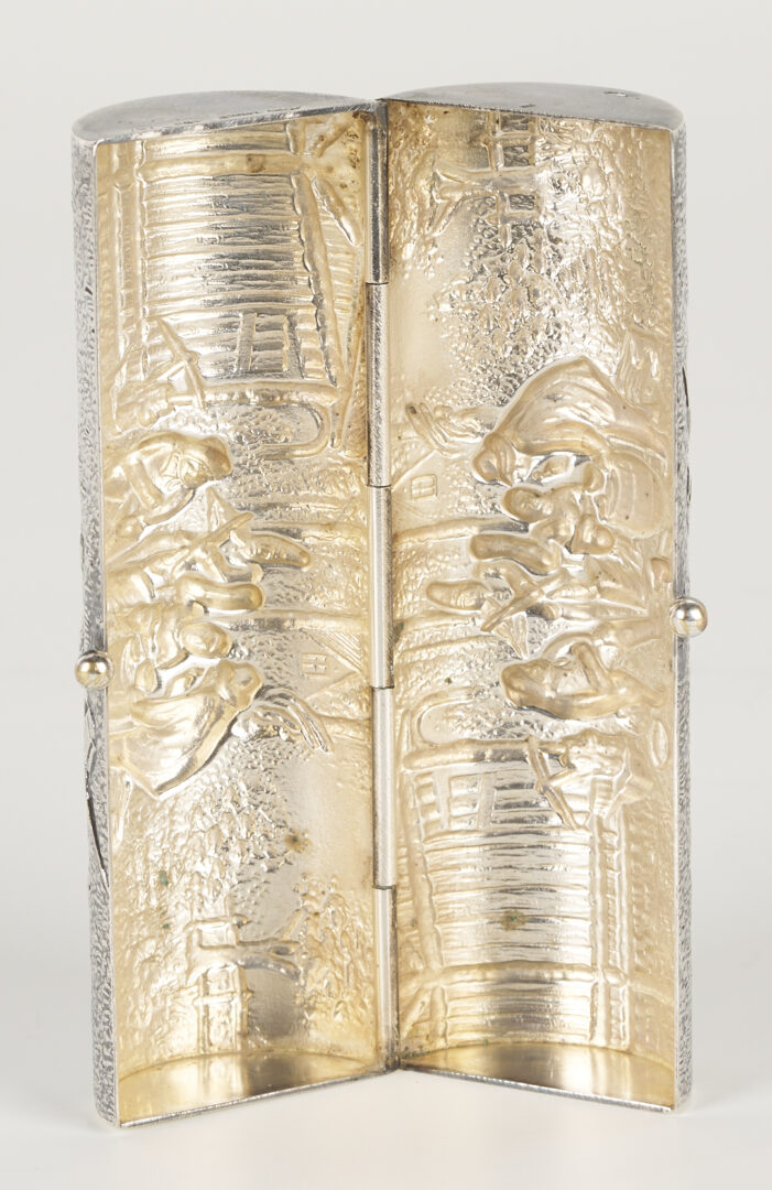 Lot 993: 3 European Silver Items: Bowl, Pill Box, and Vase