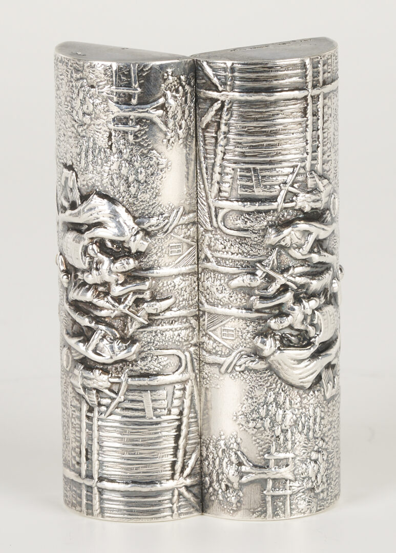 Lot 993: 3 European Silver Items: Bowl, Pill Box, and Vase