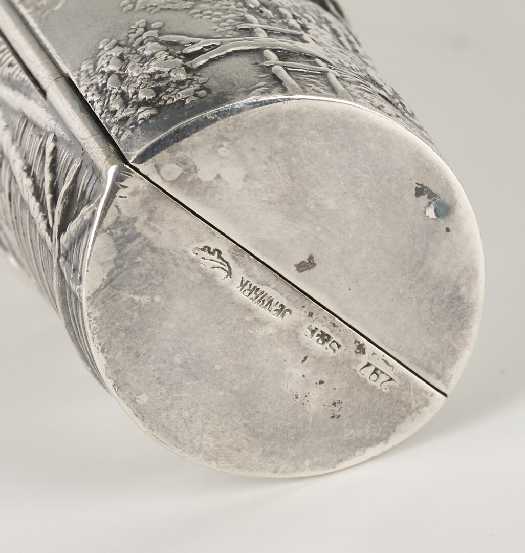 Lot 993: 3 European Silver Items: Bowl, Pill Box, and Vase